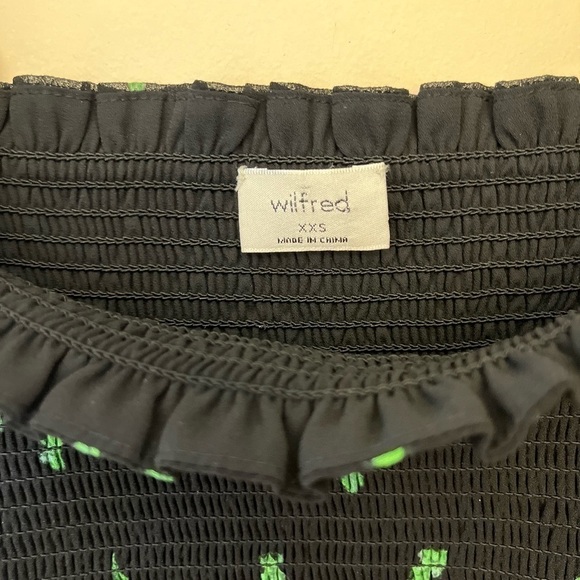 ARITZIA Wilfred Luella Smocked Strap Dress in Black and Leaf Print - Picture 5 of 10